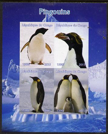 Congo 2015 Penguins im sheetlet containing 4 values unmounted mint. Note this item is privately produced and is offered purely on its thematic appeal, stamps on , stamps on  stamps on birds, stamps on  stamps on penguins, stamps on  stamps on polar