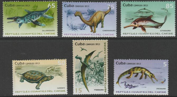Cuba 2013 Prehistoric Reptiles perf set of 6 unmounted mint SG 5809-14, stamps on , stamps on  stamps on dinosaurs, stamps on  stamps on reptiles
