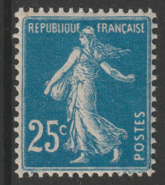 France 1907 Sower 25c blue unmounted nint SG 339, stamps on , stamps on  stamps on farming, stamps on  stamps on agriculture