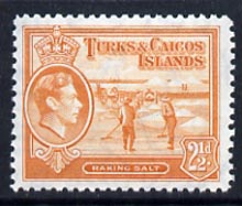 Turks & Caicos Islands 1938 KG6 Raking Salt 2.5d orange unmounted mint , SG 199a*, stamps on , stamps on  stamps on salt, stamps on  stamps on herbs, stamps on  stamps on spices, stamps on  stamps on food, stamps on  stamps on , stamps on  stamps on  kg6 , stamps on  stamps on , stamps on  stamps on minerals