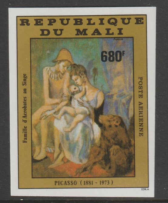Mali 1983 Tenth Death Anniversary of Pablo Picasso imperf from limited printing unmounted mint, as SG 966, stamps on arts, stamps on picasso, stamps on circus, stamps on apes, stamps on monkeys