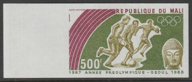 Mali 1987 Seoul Olympic Games - 500f Football imperf from limited printing unmounted mint, as SG 1122, stamps on olympics, stamps on football