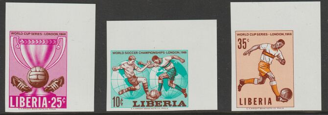 Liberia 1966 Football World Cup imperf  set of 3 from limited printing unmounted mint as SG 940-42, stamps on football