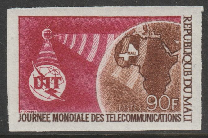 Mali 1970 World Telecommunications Day 90f imperf from limited printing unmounted mint as SG227, stamps on telecommunications, stamps on  itu , stamps on 