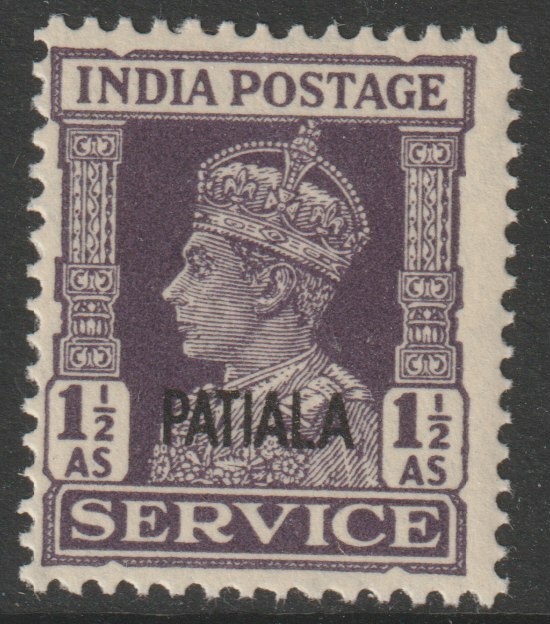 Indian States - Patiala 1939-44 KG6 Official 1.5a dull violet unmounted mint SG O77, stamps on , stamps on  stamps on , stamps on  stamps on  kg6 , stamps on  stamps on 