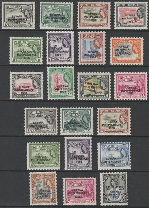 Guyana 1967-68 Independence opt complete set of 21 (both watermarks) unmounted mint SG 420-40, stamps on 