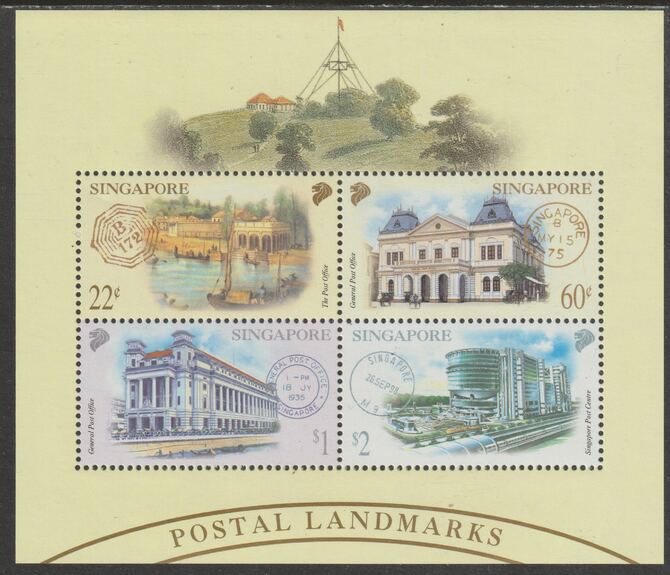 Singapore 2000 Postal Landmarks m/sheet unmounted mint SG MS1036, stamps on postal, stamps on post offices