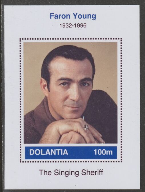 Dolantia (Fantasy) Faron Young imperf deluxe sheetlet on glossy card (75 x 103 mm) unmounted mint, stamps on personalities, stamps on music, stamps on country, stamps on 