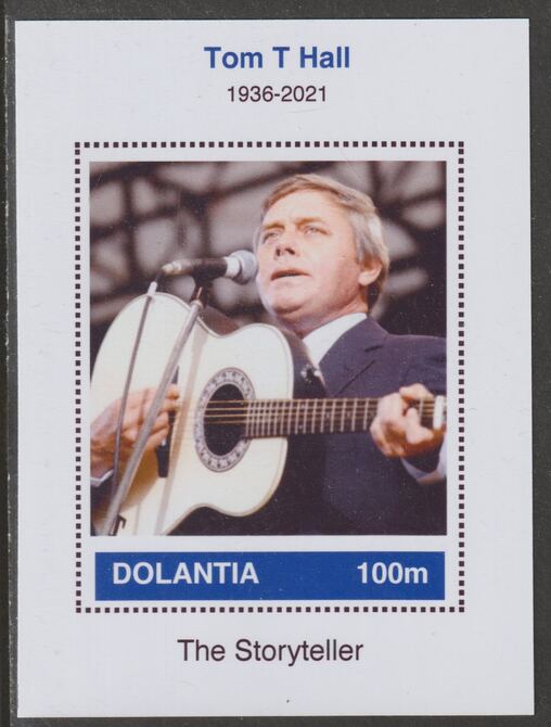 Dolantia (Fantasy) Tom T Hall imperf deluxe sheetlet on glossy card (75 x 103 mm) unmounted mint, stamps on , stamps on  stamps on personalities, stamps on  stamps on music, stamps on  stamps on country, stamps on  stamps on 