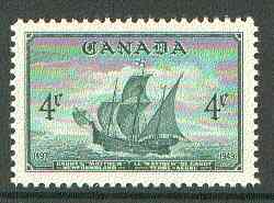 Canada 1949 Entry of Newfoundland into Confederation 4c (Cabot's Ship Matthew) unmounted mint SG 412*, stamps on , stamps on  stamps on ships    explorers, stamps on  stamps on  kg6 , stamps on  stamps on 