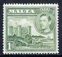 Malta 1938 KG6 Verdala Palace 1d green unmounted mint, SG 219a*, stamps on palaces, stamps on  kg6 , stamps on 