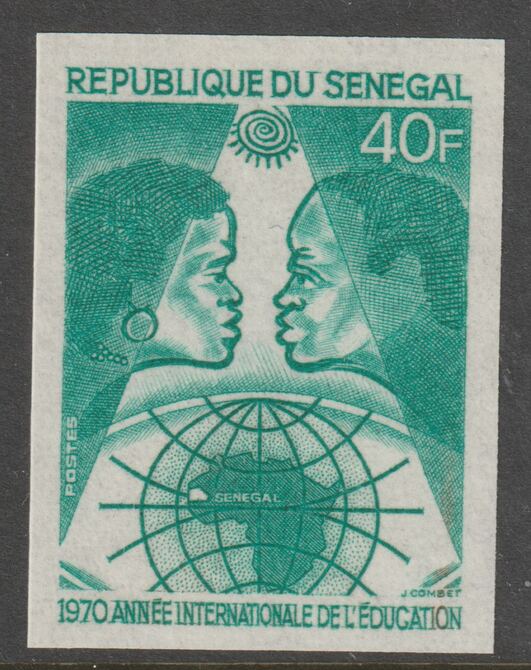 Senegal 1970 International Education Year 40f colour trial in green unmounted mint, as SG 444, stamps on , stamps on  stamps on maps, stamps on  stamps on education