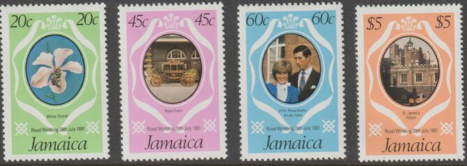 Jamaica 1981 Royal Wedding (Charles & Diana) perf set of 4 mintunmounted mint, SG 316-19, stamps on royalty, stamps on charles, stamps on diana