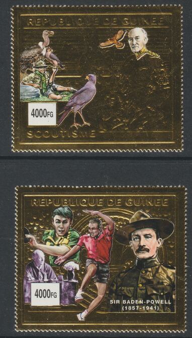 Equatorial Guinea Scouting perf set of 2 printed on gold foil unmounted mint,, stamps on , stamps on  stamps on scouts, stamps on  stamps on table tennis