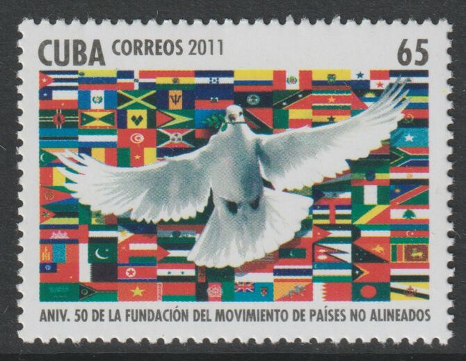 Cuba 2011 NOAL - 50th Anniversary unmounted mint, SG 5646, stamps on birds, stamps on doves, stamps on flags