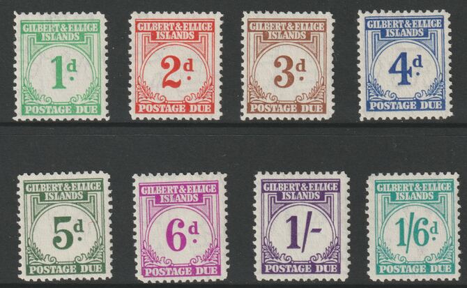 Gilbert & Ellice Islands 1940 KG6 Postage Due complete set of 8 unmounted mint, SG D1-8, stamps on , stamps on  stamps on postage dues