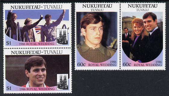 Tuvalu - Nukufetau 1986 Royal Wedding (Andrew & Fergie) set of 4 (2 se-tenant pairs) unmounted mint, stamps on royalty, stamps on andrew, stamps on fergie, stamps on 