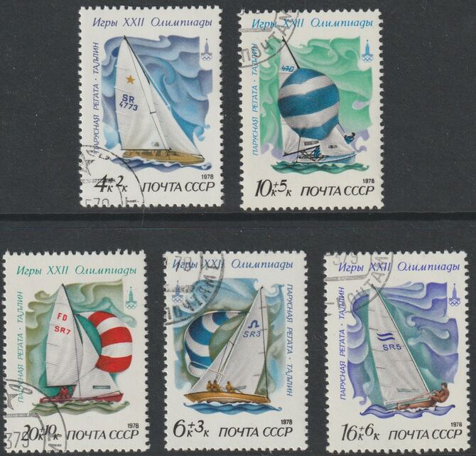Russia 1978 Olympic Sports #4 (Sailing) set of 5 fine cds used, SG 4820-24, MI 4781-85, stamps on sport, stamps on yachts, stamps on olympics, stamps on sailing