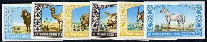 Jordan 1967 Animals imperf set of 6 unmounted mint as SG 808-13*, stamps on , stamps on  stamps on animals     camel    sheep    ovine     hyena    horses     gazelle