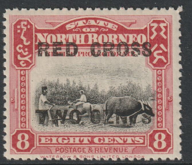 North Borne 1918 Red Cross opt on 8c Ploughing with Buffalo  + 2c unmounted mint SG 222, stamps on , stamps on  stamps on red cross, stamps on  stamps on animals, stamps on  stamps on buffalo, stamps on  stamps on bovine, stamps on  stamps on ploughing