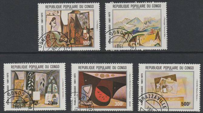 Congo 1981 Birth Centenary of Pablo Picasso perf set of 5 fine cds used, SG 816-20, stamps on , stamps on  stamps on , stamps on  stamps on arts, stamps on  stamps on picasso