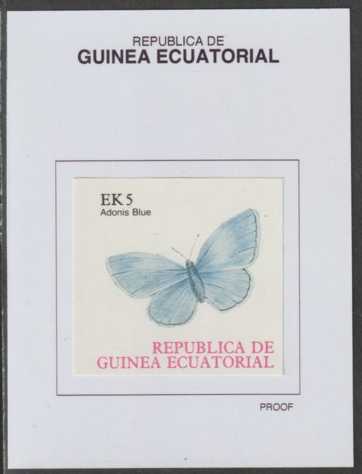 Equatorial Guinea 1977 Butterflies EK5 (Adonis Blue) proof in issued colours mounted on small card - as Michel 1199, stamps on , stamps on  stamps on butterflies