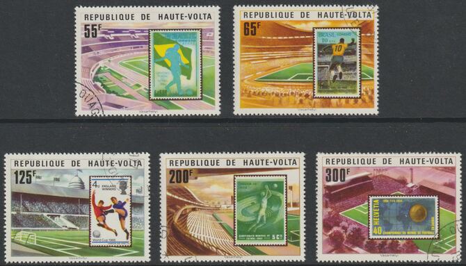 Upper Volta 1978 Football World Cup perf set of 5 fine cds used, SG469-73, stamps on football, stamps on stamp on stamp