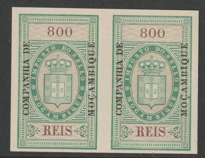 Mozambique Company 1892 Stamp Tax 800r imperf pair without gum, stamps on revewnues