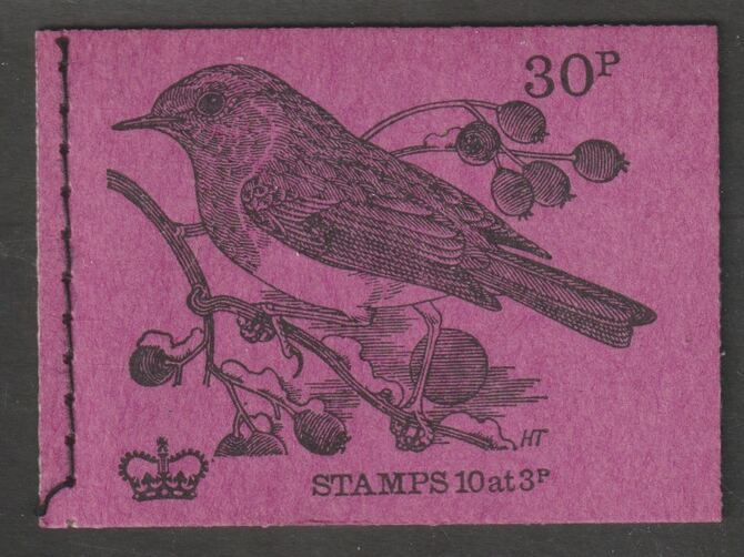 Great Britain 1971-73 Birds #3 - Robin (purple cover December 1971) 30p booklet complete and fine, SG DQ61, stamps on birds, stamps on robin
