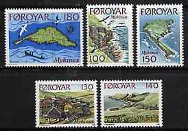 Faroe Islands 1978 Views of Mykines Island set of 5 unmounted mint, SG 30-34*, stamps on maps    puffins     tourism