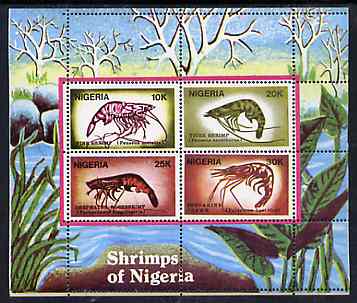 Nigeria 1988 Shrimps m/sheet unmounted mint, SG MS 564, stamps on food   marine-life