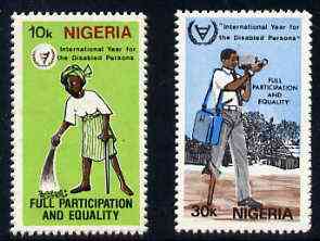 Nigeria 1981 International Year for Disabled Persons set of 2, SG 421-2 unmounted mint*, stamps on , stamps on  stamps on disabled     camera     photography