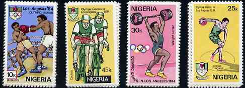 Nigeria 1984 Los Angeles Olympic Games set of 4 unmounted mint, SG 476-79*, stamps on , stamps on  stamps on olympics     boxing    discus    bicycles     weightlifting