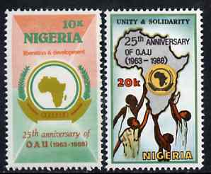 Nigeria 1988 25th Anniversary of OAU set of 2, SG 558-59 unmounted mint*, stamps on constitutions  maps
