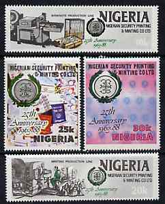 Nigeria 1988 Printing & Minting perf set of 4, SG 568-71 unmounted mint*, stamps on banking  coins  printing