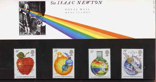 Great Britain 1987 Newton's Principles of Mathematics set of 4 in official presentation pack, SG 1351-54, stamps on , stamps on  stamps on maths, stamps on science, stamps on astronomy, stamps on  stamps on newton