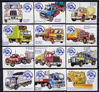 Match Box Labels - complete set of 12 Trucks, superb unused condition (Blueboy), stamps on lorries, stamps on trucks, stamps on mack, stamps on mercedes