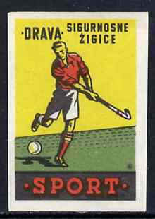 Match Box Label - Field Hockey superb unused condition from Yugoslavian Sports & Pastimes Drava series, stamps on , stamps on  stamps on field hockey