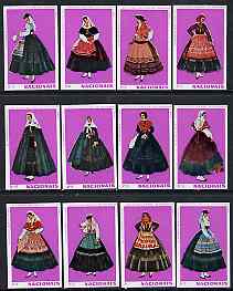 Match Box Labels - complete set of 12 Portuguese Costumes (set 7 - purple background) superb unused condition (Portuguese), stamps on costumes