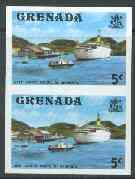 Grenada 1975 Deep Water Dock 5c unmounted mint imperforate pair (as SG 653), stamps on ships, stamps on ports