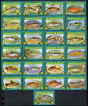 Match Box Labels - complete set of 25 Freshwater Fish, superb unused condition (Cornish Match Co Angling series), stamps on fish