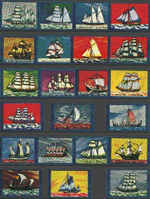 Match Box Labels - complete set of 22 Sailing Ships, superb unused condition (Finnish), stamps on ships