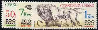 Czechoslovakia 1981 Anniversary of Prague Zoo set of 3 unmounted mint, SG 2595-97, Mi 2635-37, stamps on animals    zoos   apes     lions    cats    horses, stamps on  zoo , stamps on zoos, stamps on 