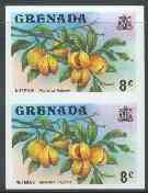 Grenada 1975 Nutmegs 8c unmounted mint imperforate pair (as SG 655), stamps on food, stamps on herbs, stamps on spices