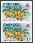 Grenada 1975 Nutmegs 8c unmounted mint imperforate pair (as SG 655), stamps on food, stamps on herbs, stamps on spices