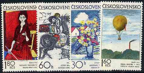 Czechoslovakia 1973 Graphic Art (3rd issue) set of 4 unmounted mint, SG 2079-82 , Mi 2117-20, stamps on arts, stamps on balloons, stamps on violins, stamps on music