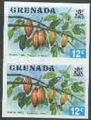 Grenada 1975 Cocoa Tree 12c unmounted mint imperforate pair (as SG 657), stamps on drink, stamps on trees, stamps on food