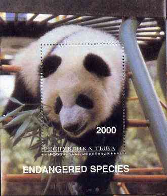 Touva 1997 Endangered Species (Panda) perf souvenir sheet (2000 value) unmounted mint, stamps on , stamps on  stamps on animals, stamps on panda, stamps on bears