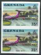 Grenada 1975 Pearls Airport 35c unmounted mint imperforate pair (as SG 661), stamps on aviation, stamps on airports