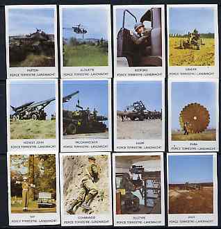Match Box Labels - complete set of 12 Military very fine unused condition (Landmacht series), stamps on militaria    tanks    helicopters    parachutes     rockets, stamps on space